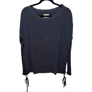 Chaser Side Tie Silk Long Sleeve Top - Charcoal Size M